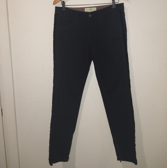 STELLA MCCARTNEY Skinny Black Fringe Trim Zipper Jeans - Picture 2 of 8